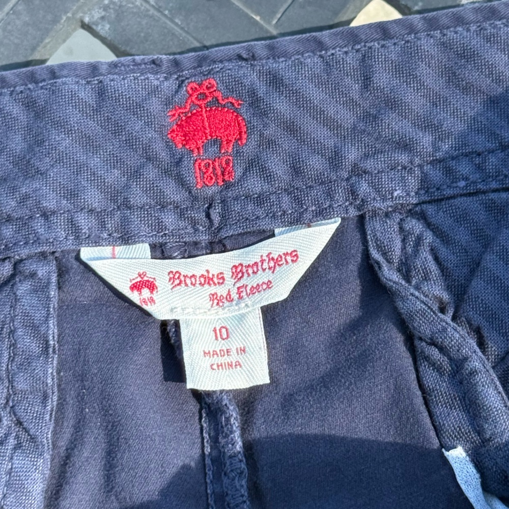 Brooks Brothers Navy Cotton Shorts with Red Logo Accent